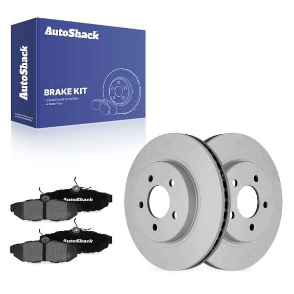 AutoShack Rear Vented Coated Brake Rotors   Ceramic Pads 6-PC Brake Kit Replacement for 2011-2014 Ford Mustang ArmorStop 11.83" (300.5 mm)