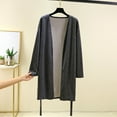 thumbnail image 4 of Riecok Robes for Women Plus Size Cozy Soft Long Sleeve Warm Bathrobe with Tie Closure Comfortable Nightdress Dark Gray M, 4 of 8
