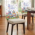 thumbnail image 4 of Happy Easter Chair Covers Set of 8 Spring Gnomes Colored Eggs Floral Grass Chair Back Covers Stretch Removable Washable Slipcovers Protector for Dining Room Kitchen Party Decor, 4 of 9