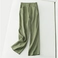 thumbnail image 2 of ShomPort Womens Fall Cotton Linen Wide Leg Trousers High Waist Solid Color Casual Loose Pants, 2 of 3