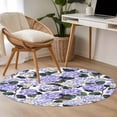 thumbnail image 5 of Round Area Rug 4ft Purple Hydrangea Floral Floor Carpets Indoor Floor Area Mat Stain-Proof Mat Circle Rugs for Living Room Dining Room Kitchen Bedroom, Watercolor Flowers Sofa Throw Carpet, 5 of 9