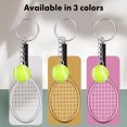 thumbnail image 2 of mini llaveros de raqueta de tenis, llaveros creativos con pelota de tenis y raqueta, llaveros colgantes, adornos decorativos., 2 of 6