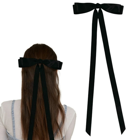 A Long-Tail T-Knot Bow Clearance! 1Pcs Silky Satin Hair Bows Hair Clip Ribbon Accessories Ponytail Holder Hair Bow for Women Teens