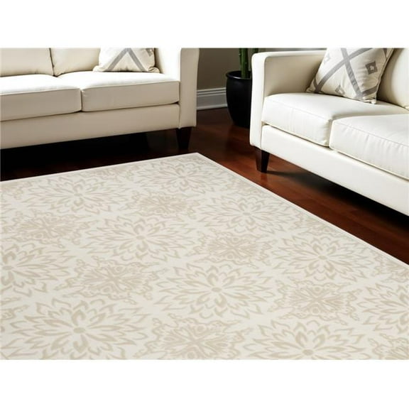 HomeRoots 554926 8 x 10 ft. Floral Rectangle Area Rug, Beige & Ivory