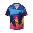 thumbnail image 2 of Lsque Beach with Palm Trees print Men's Cuban Collar Short Sleeve Shirt Summer Beachwear Casual Button Down Fashionable Vacation Leisure Shirt-XX-Large, 2 of 7