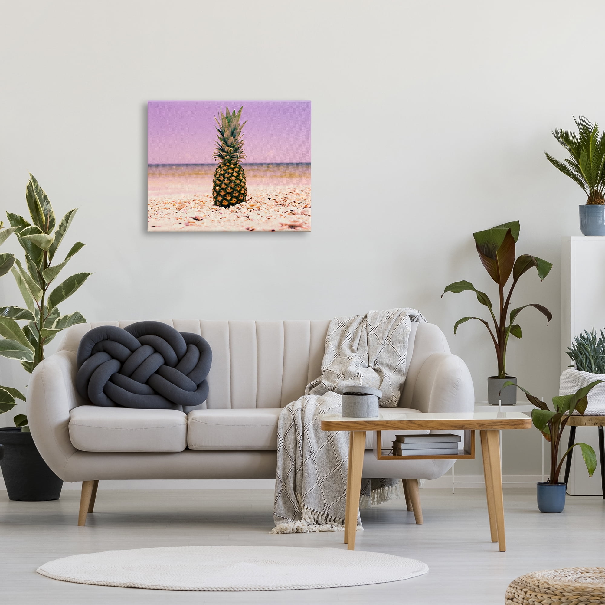 Stupell Industries Pink Purple Pineapple Beach Landscape Photography Gallery Wrapped Canvas Art Print Wall Art, 24 x 30