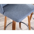 thumbnail image 3 of Set of 2 Gray Fabric with Wood Legs and Chrome Footrest Toriano Counter Barstools 35", 3 of 13