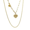 thumbnail image 1 of Collar doble cadena con dije de corazón chapa de oro amarillo 18k., 1 of 4