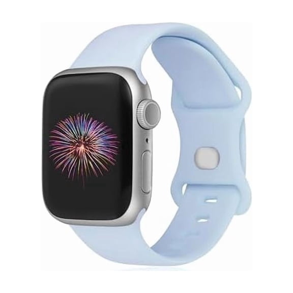 Sport Bands Compatible with Apple Watch Band 38mm/40mm/41mm/42mm/44mm/45mm/49mm Women Men,Soft Silicone Strap Compatible with iWatch Ultra2/Ultra Series10/9/8/7/6/5/4/3/2/1/SE Light Blue
