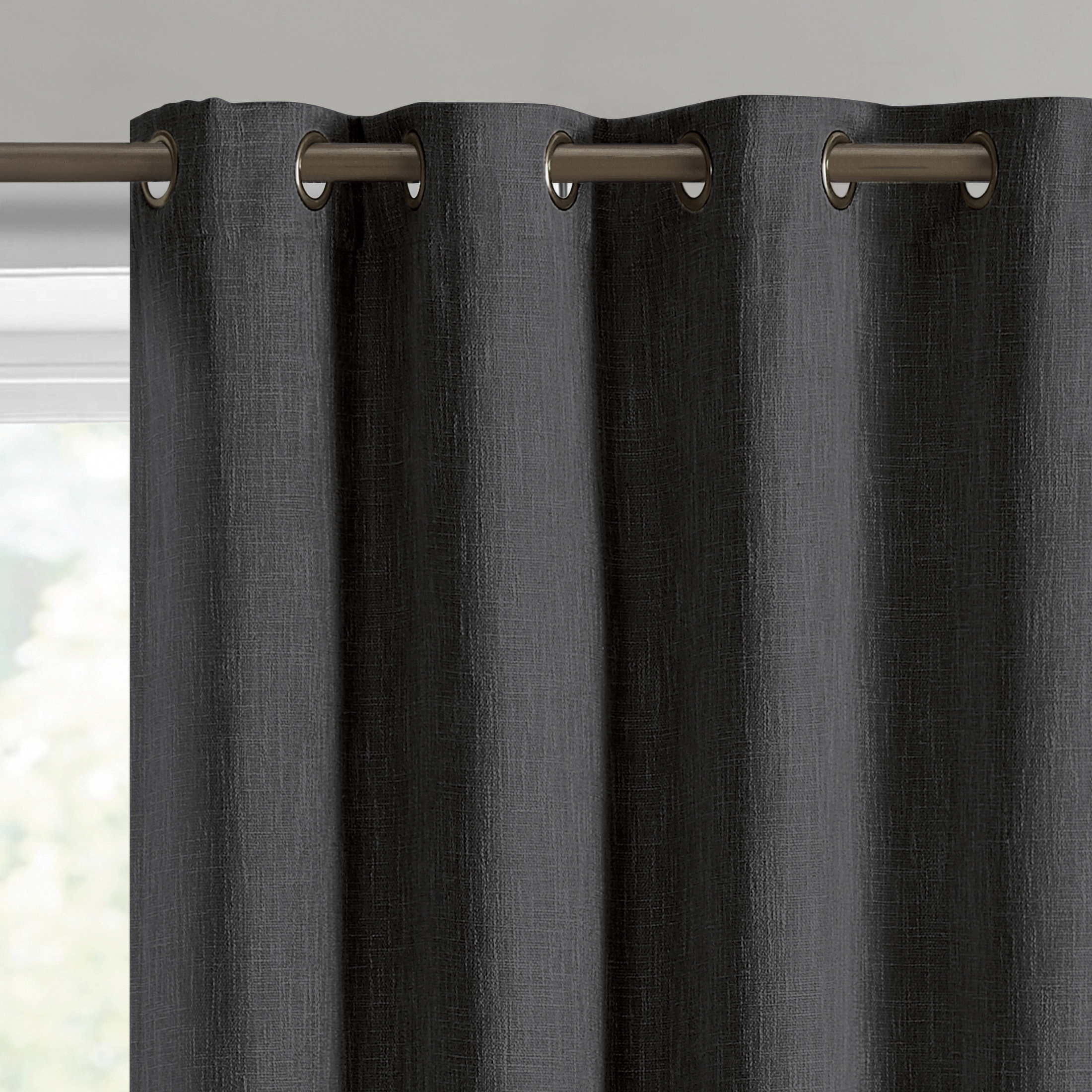 Better Homes & Gardens Woven Blackout Curtain, Black photo 4