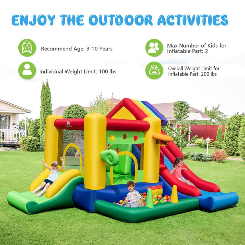 Aimee Lii Inflatable Bounce Castle with Double Slides and 735W Blower, Bounce House for Kids 3-10