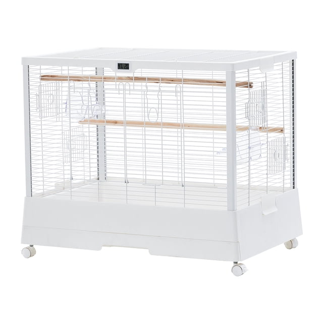 Yeshouse Jaula de metal blanca para pájaros, jaula de viaje, portátil, para loros, pinzones y canarios