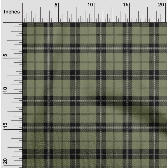 oneOone Organic Cotton Poplin Twill Fabric Tartan Check Print Fabric By The Yard 42 Inch Wide