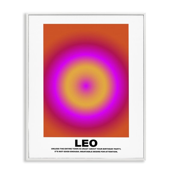 Stupell Industries Contemporary Funny Leo Astrology White Framed Giclee Art, 11 x 14, by House of Lulu