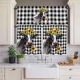 thumbnail image 3 of Kitchen Window Curtains Valance and Tier Set, Farm Cow with Sunflower Rod Pocket Tier Curtain Valance Set, Country Buffalo Black and White Plaid Light Filtering Cafe Curtains for Bedroom Living Room, 3 of 9