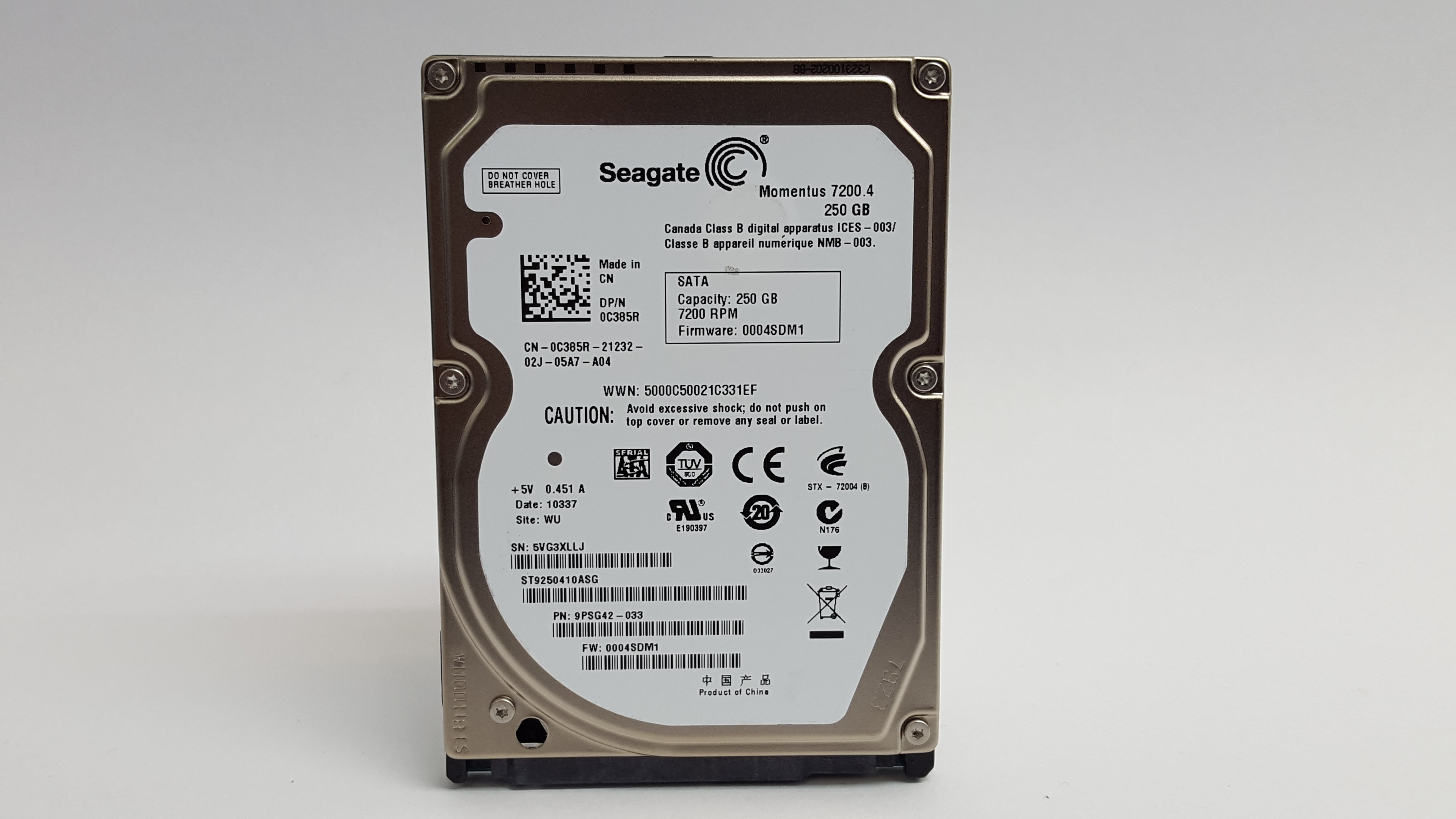 Refurbished Seagate Momentus 7200.4 ST9250410ASG 250GB 2.5" SATA II Laptop Hard Drive