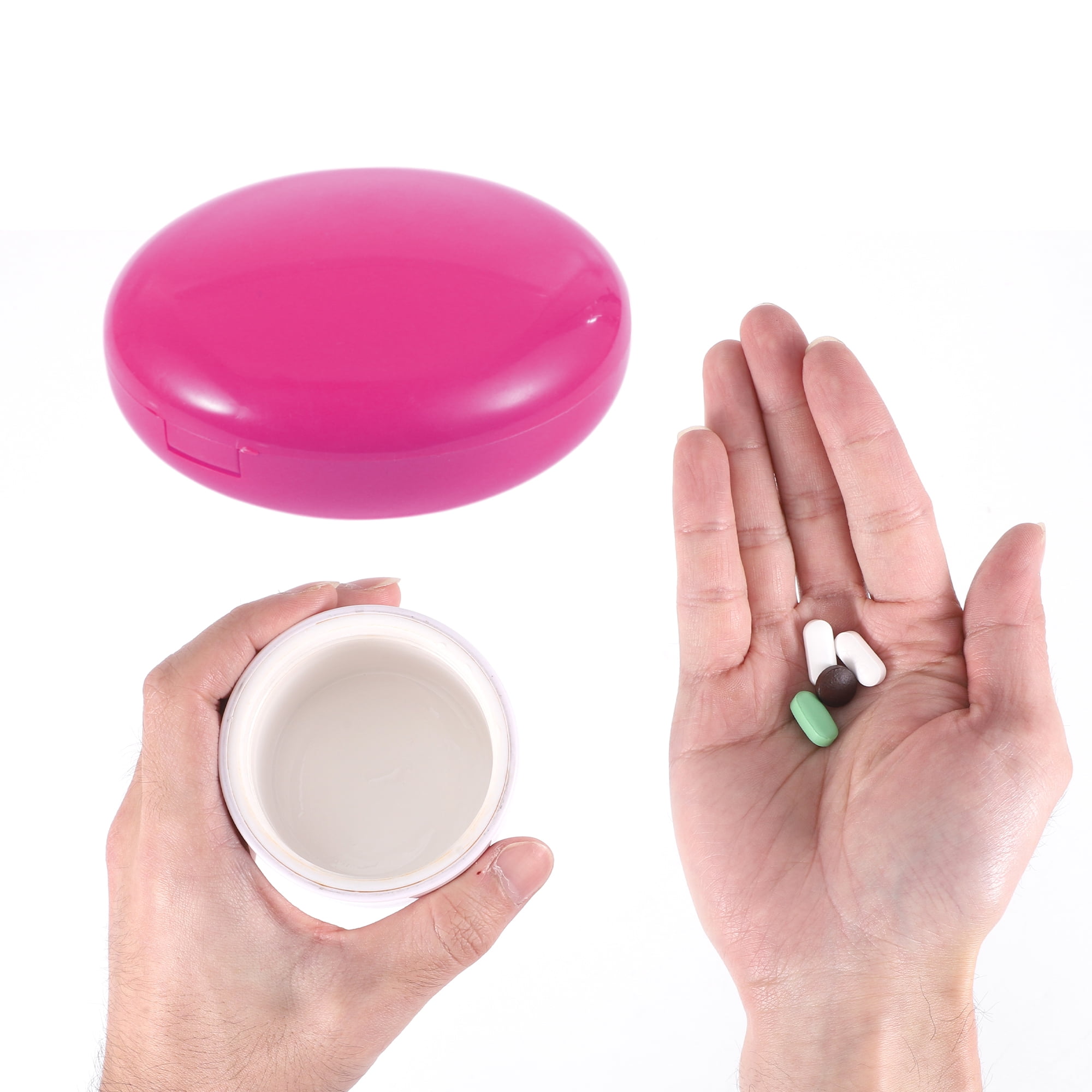 Unique Bargains Lightweight 7 Grids Circular Single Layer Pill Case Purple