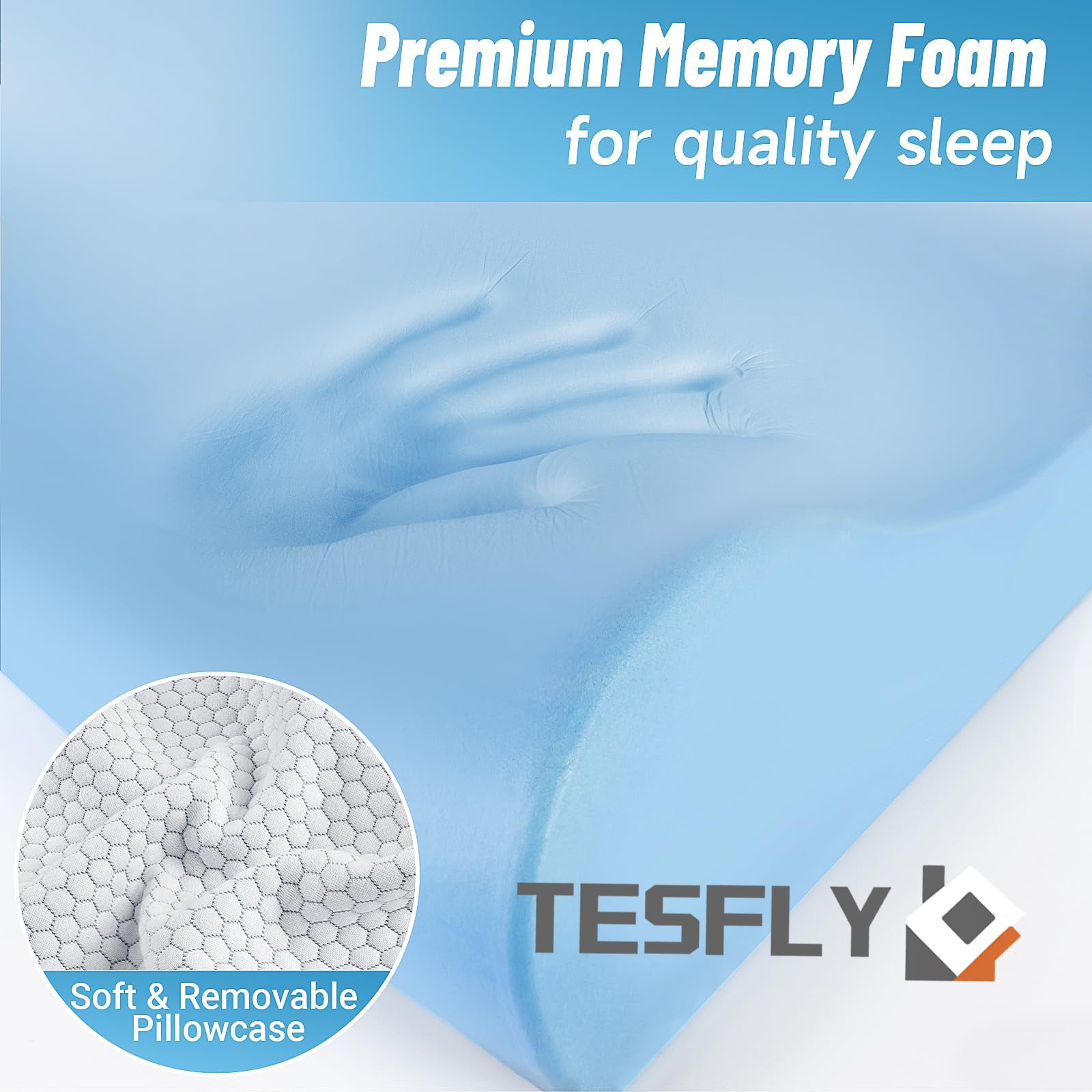 TESFLY Cervical Neck Pillow for Pain Relief, Contour Memory Foam Pillows for Sleeping, Odorless Ergonomic Pillow Adjustable Orthopedic Cooling Pillow Bed Pillow
