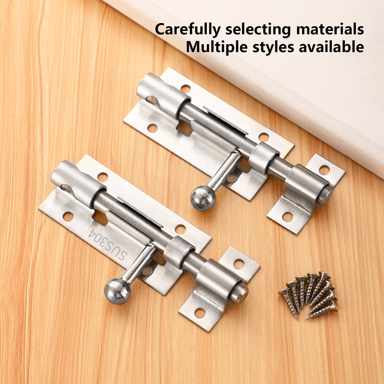 JilgTeok 4 Packs 304 Stainless Steel Barrel Door Slide Lock with Screws for Cabinets Fences Kennels Easy Installation