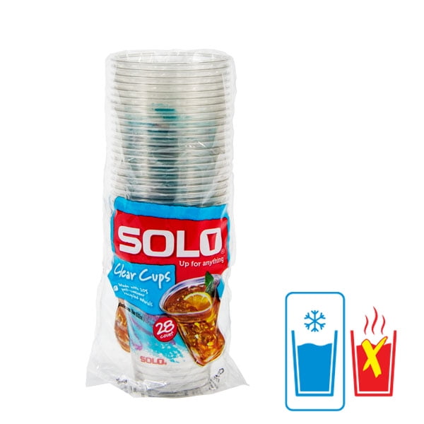 Solo Disposable Plastic Cups, Clear, 18 Oz., 25 Count