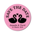 thumbnail image 1 of Darling Souvenir Round 45 Pcs Loving Swans Save The Date Stickers Personalized Bride Groom Names And Date Envelope Seals - Light Pink, 1 of 4