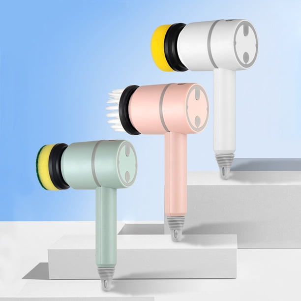 Cepillo eléctrico para limpieza de lechadas - Flecha inalámbrica recargable con 2 cabezales para azulejos, bañera y ducha, carga USB, giro de 360°