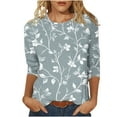 thumbnail image 3 of DDAPJ pyju Boho Tops for Women Summer Casual 3/4 Sleeve T-shirts Dressy Work Blouses Ofertas de la semana Gray XL, 3 of 6