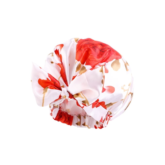 SAYOO Gorro de ducha impermeable para mujer, color sólido/flor/estampado de puntos/sombrero lavable para el cabello de salón de baño de leopardo SAYOO Moda