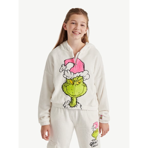 Justice Girls Grinch Collab Full-Zip Hoodie, Sizes XS - XLP