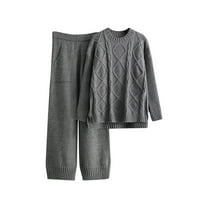 qolati Sweater Sets for Women 2 Piece Oversized Slouchy Long Sleeve Knit Pullover Tops Matching Sets Cozy Knit Sets 2024 Fall Outfits Loungwear