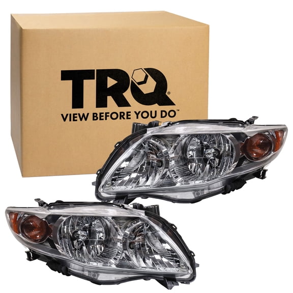 TRQ Headlight Assembly Set TO2502182 TO2503182 Fits 2009-2010 Toyota Corolla