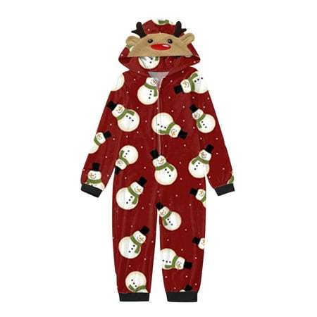 

Eyicmarn Family Matching Pajamas Christmas Casual Long Sleeve Jumpsuit Zip Hooded Romper Sleepwear