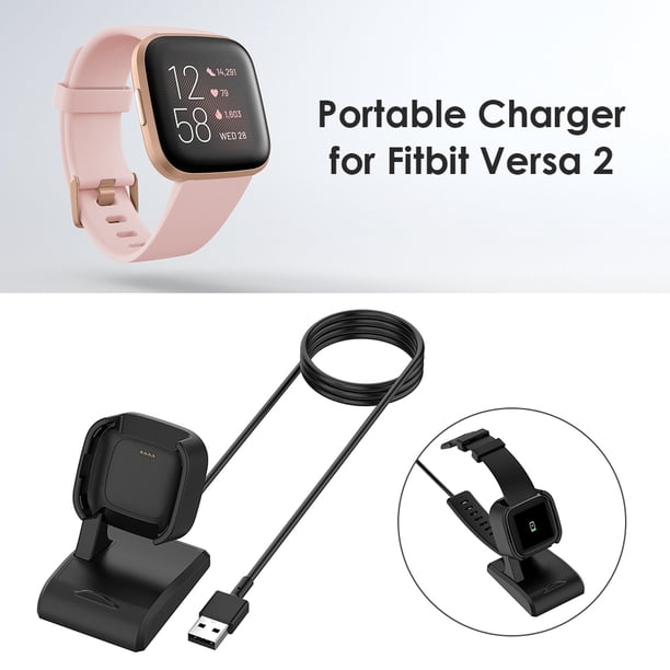 Base de carga para cargador Cable de carga USB de 1 m para reloj inteligente Fitbit Versa 2