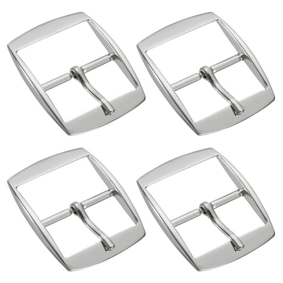 Uxcell 4Pack 1.26" Single Prong Belt Buckle Square Center Bar Buckles for Belt, Silver