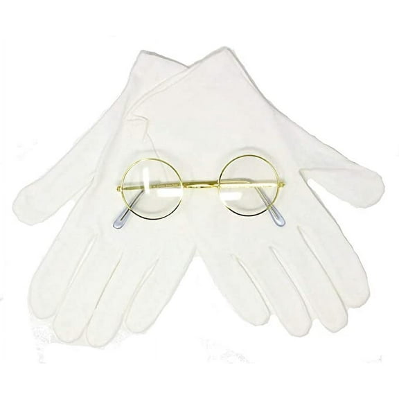 Santa White Gloves and Round Santa Glasses Accessory Christmas Set
