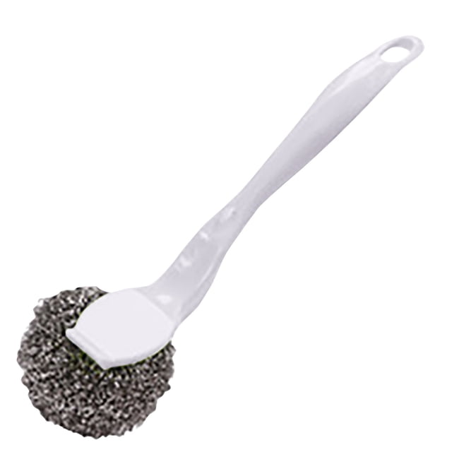 Classic Kitchen Accessories, 1PCS Scrubber with Handle Comes 1PCS Short Handle Stainless Scrubber with 1PCS Replacement Wire Scrubber for Pots and Pans
