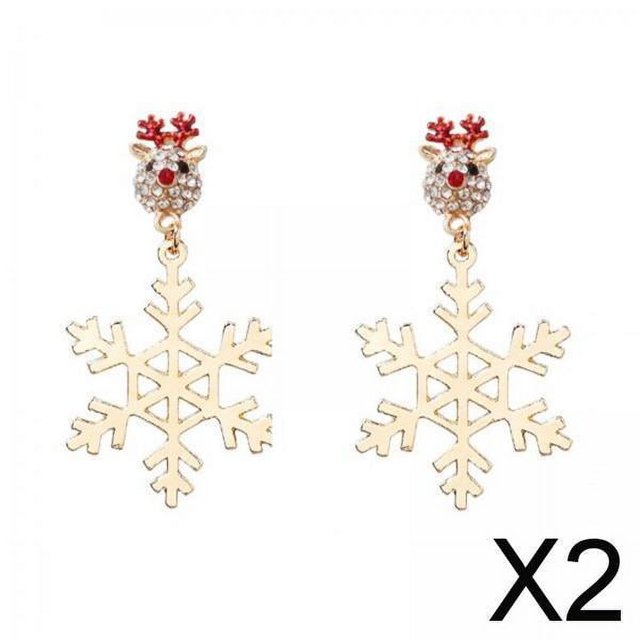 2x 2 Uds. Pendientes Navideños con Diamantes de Imitación, Pendientes de Tuerca, Elegantes Dijes de Aleación para Mujer, Joyería Navideña para Club, F 2 piezas