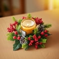 thumbnail image 5 of PRETXORVE Christmas Decorations, Christmas Candle Ring Wreath Red Berries Christmas Candle Ring Hanging Wreath Suitable for Kitchen Cabinets Christmas Dining Table Centerpiece Decorations, 5 of 6