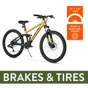 Ozark Trail 24 FS.1 Epictrail Full Suspension Mountain Bike, Fits Riders 46 - 56, Gold, Teens and Adults, Unisex, Online Only