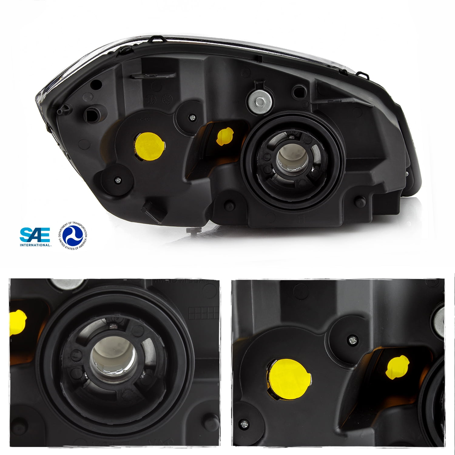 AKKON - Fits 05-10 Chevy Cobalt | Pontiac 05-06 Pursuit | 07-10 G5 Sedan Coupe Chrome Headlights Pair Left+Right [OE Style]