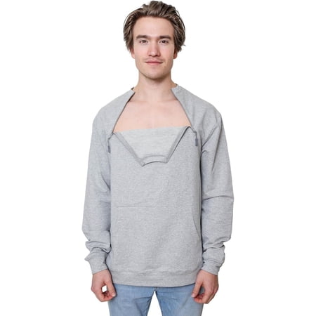 MandMcares Chest Port Access Warm Sweater with Kangaroo Pocket Unisex, Port & Central Access Sweater for Hemodialysis & Chemotherapy with Dual Zippers