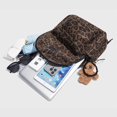 thumbnail image 3 of Sunyuer Women Vintage Leopard Print Backpack, Large Capacity Lightweight Laptop Bookbag, Aesthetic Canvas School Backpack for College Students, Casual Travel Daypack with Cute Plush Bear Pendant, 3 of 9