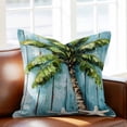 thumbnail image 2 of Tropical Plant Throw Pillow Cover Blue Wood Grain Cotton Linen Cushion Cover Throw Pillow Case with Invisible Zipper for Couch Sofa Bed Chair Car 18x18 Inch, 2 of 14