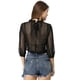 thumbnail image 4 of INSPIRE CHIC Blusa Con Cuello Con Volantes Para Mujer, Blusas Transparentes De Encaje Con Mangas 3/4 Negro S, 4 of 6