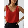 thumbnail image 3 of HOTAPEI Womens Tank Top Satin V Neck Summer Tops Basic Sleeveless Tops White Casual Vest, 3 of 5