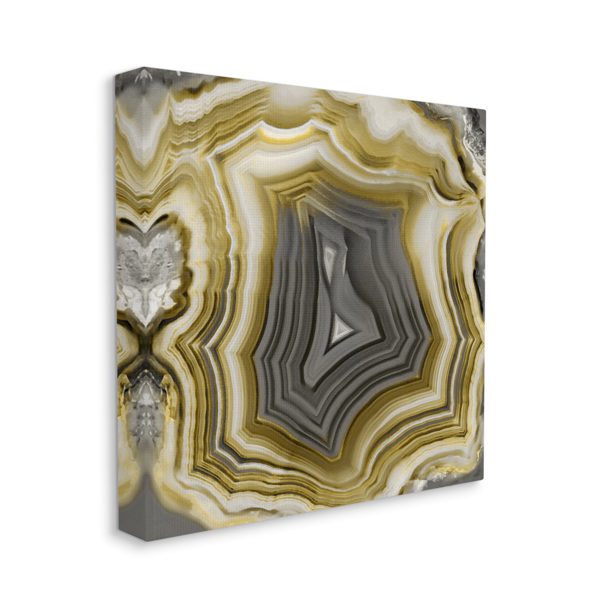 Stupell Agate Gold & Grey Crystal Abstract Painting Gallery Wrapped Canvas Print Wall Art