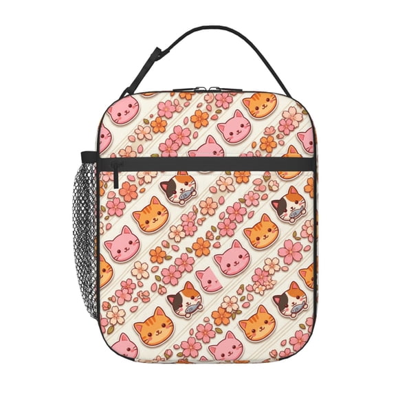 Cat Insulated Lunch Bag Cute Cats Reusable Lunch Box Containers Animal Reusable Soft Meal Tote Bag Kit Lunchbox For Women Men Work Travel Office Picnic