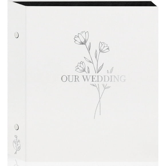 shiyou-Wedding Photo Album 4x6 600 Pocket Photos Slip in, Linen Cover Large Capacity Newlywed Marriage Album Hold 600 Horizontal Vertical Photos (Flower, White)