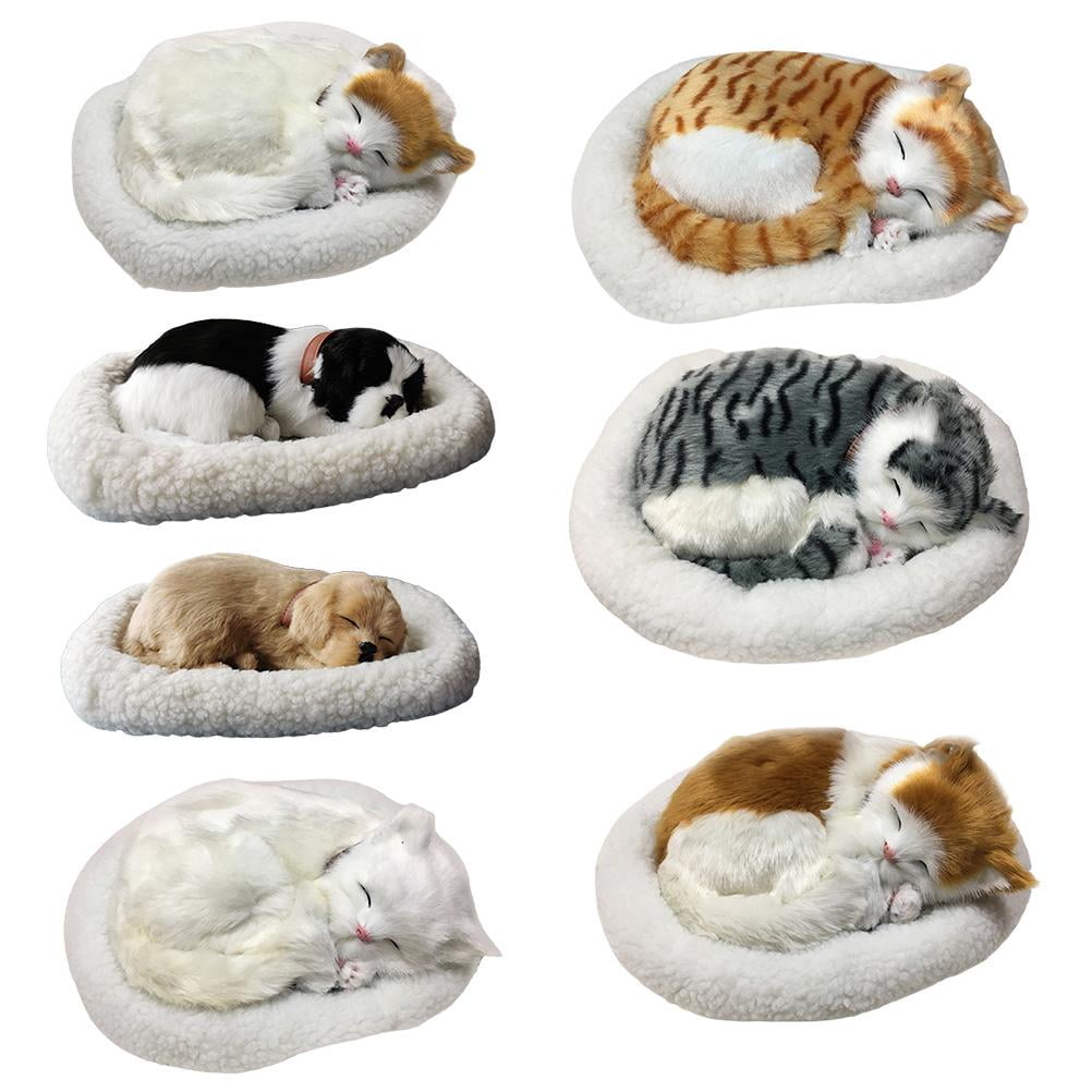 Realistic Sleeping Cat Toy Breathing Cat Stuffed Animal Doll with Mat Plush Toys for Children Home Ornament Walmart