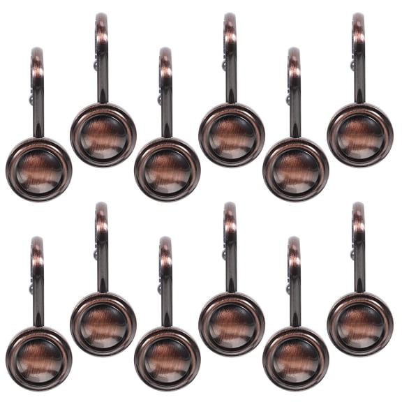 FUTUREORYY Set of 12 Dark Brown Iron Shower Curtain Hooks, and Stylish for Bathroom and Garden Use